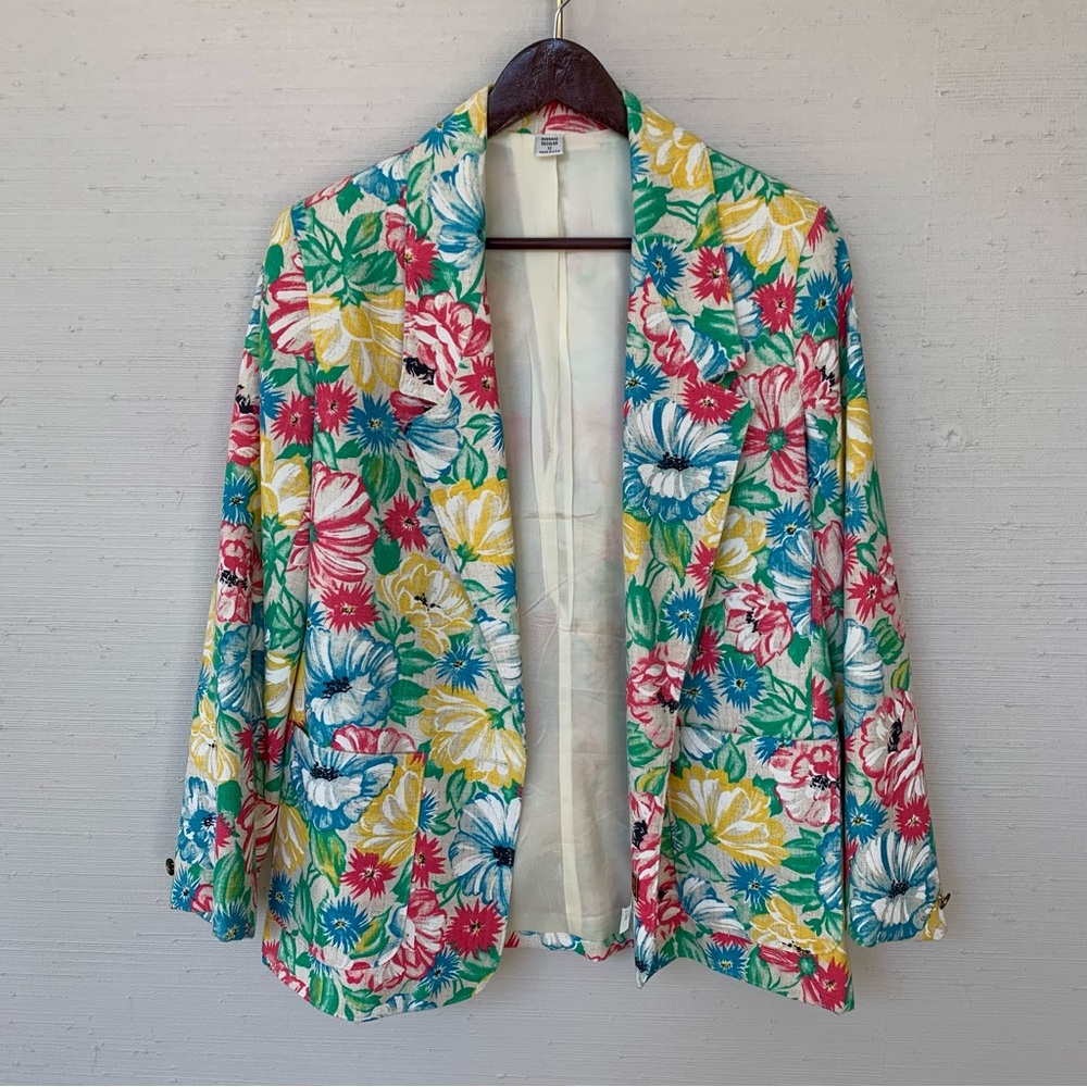 Vintage Hawaiian Floral Harrington Square Blazer